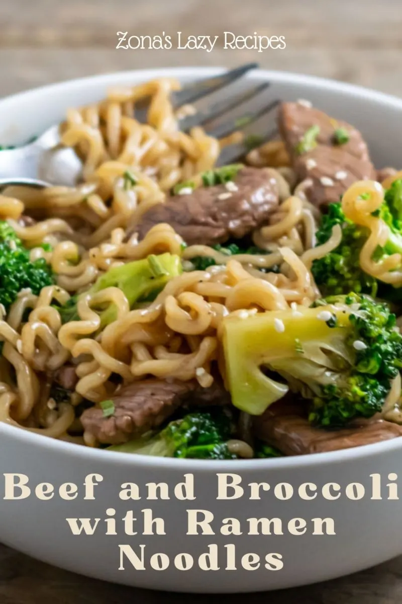 Beef and Broccoli Stir Fry with Noodles in a bowl.