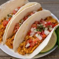 4 Ingredient Chicken Tacos on a plate.