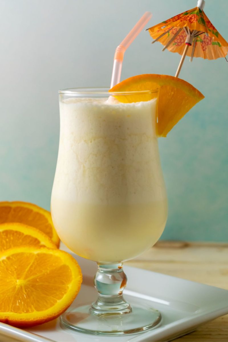 Orange Juice Slush in a tall glass.