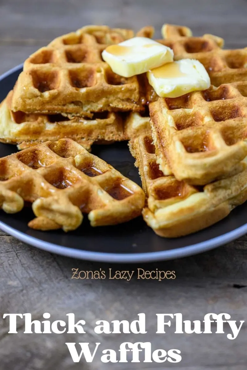 two Easy and Fluffy Belgian Waffles on a plate.