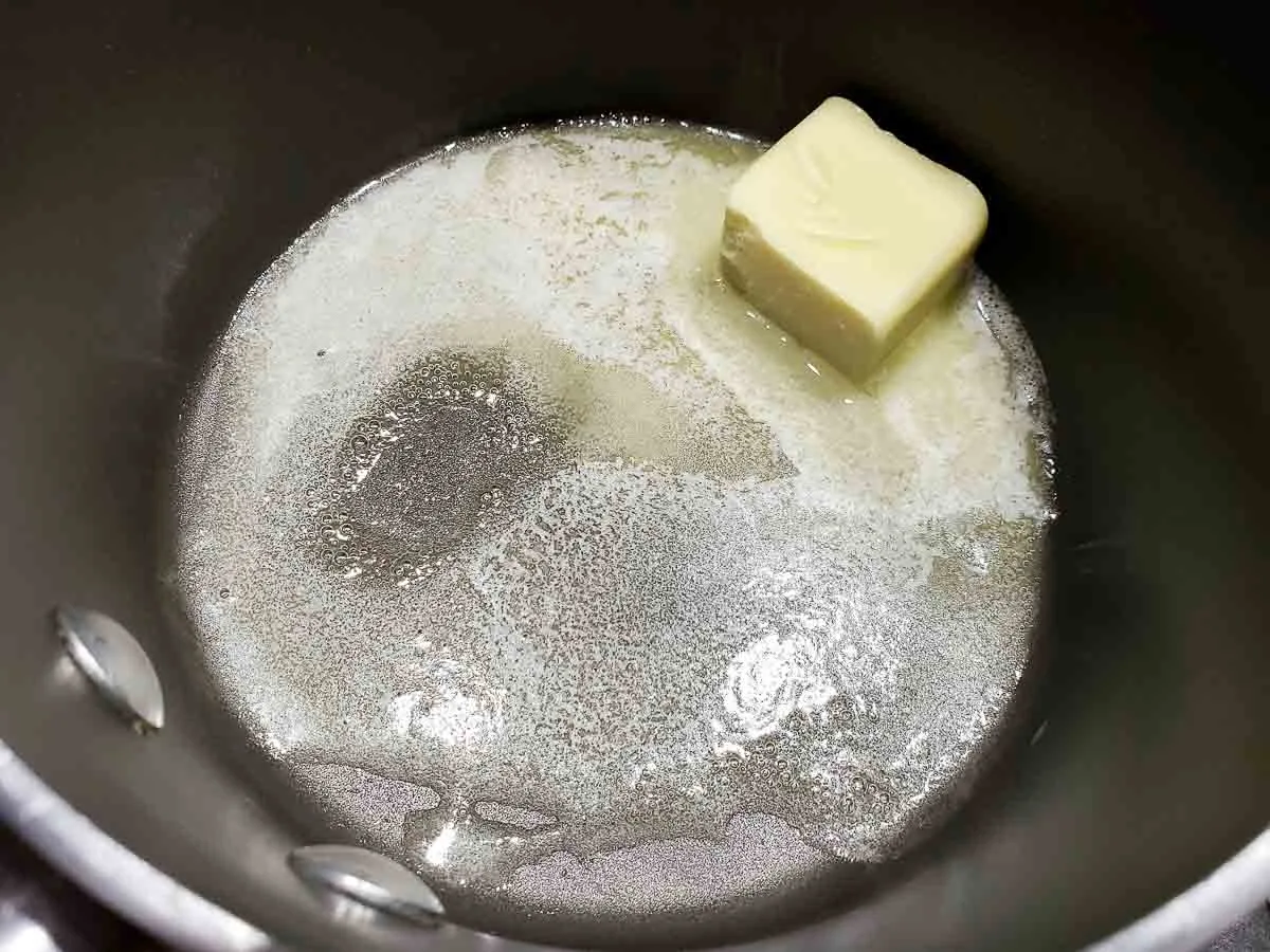 butter melting in a pan.