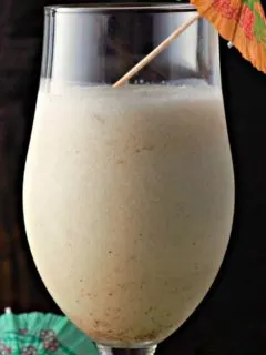 Pina Colada Malibu in a tall glass.