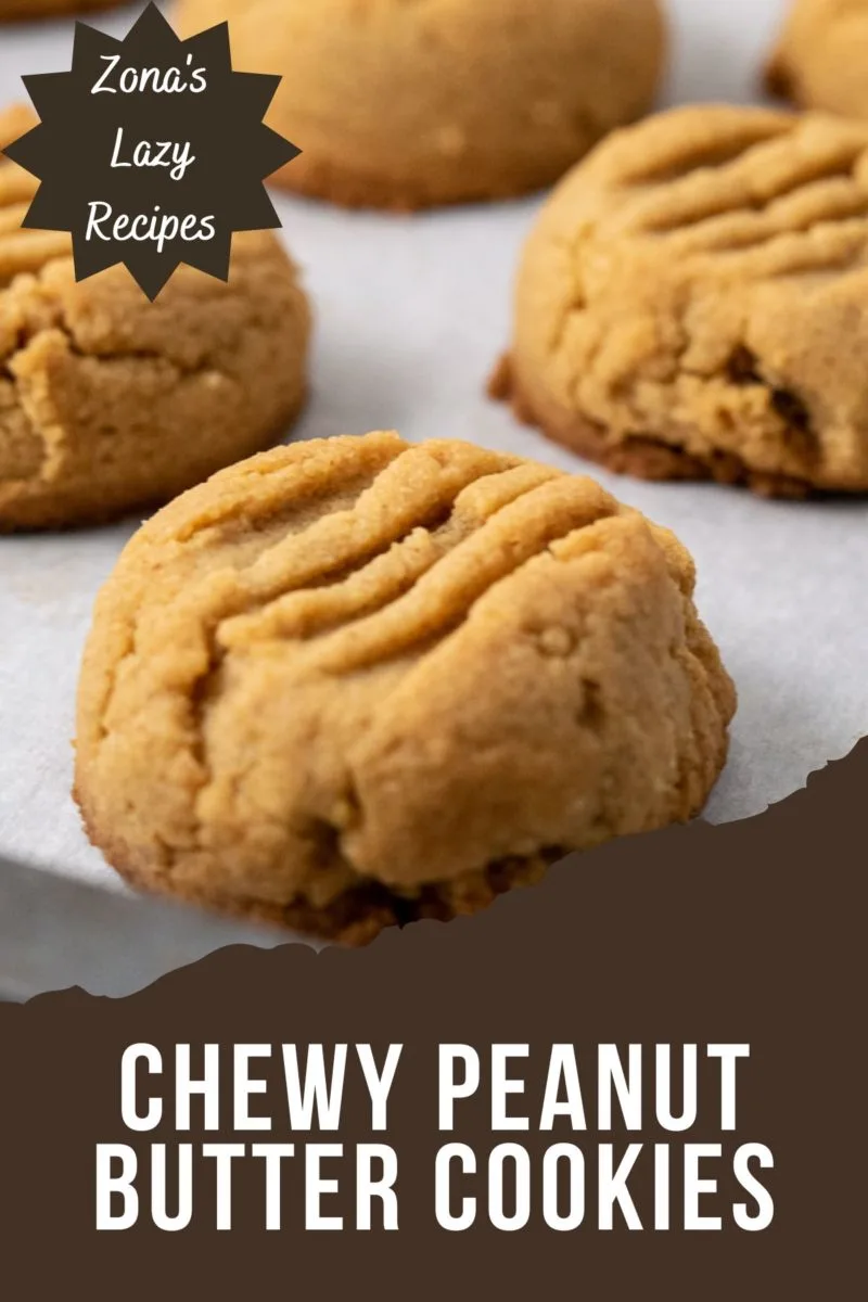 Chewy Peanut Butter Cookies on a cookie sheet.