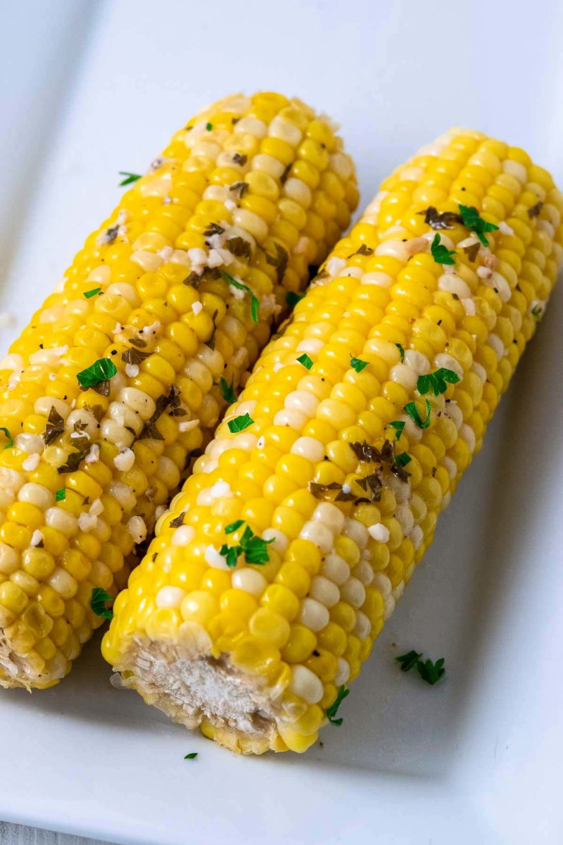 Foil Corn on the Cob on a plate.