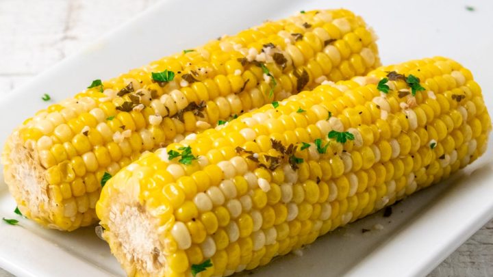 Lazy Corn on the Cob on a plate.