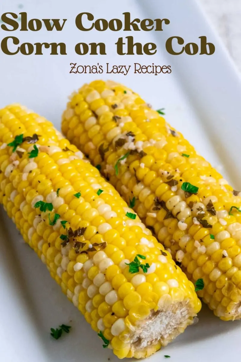 Slow Cooker Corn on the Cob on a plate.