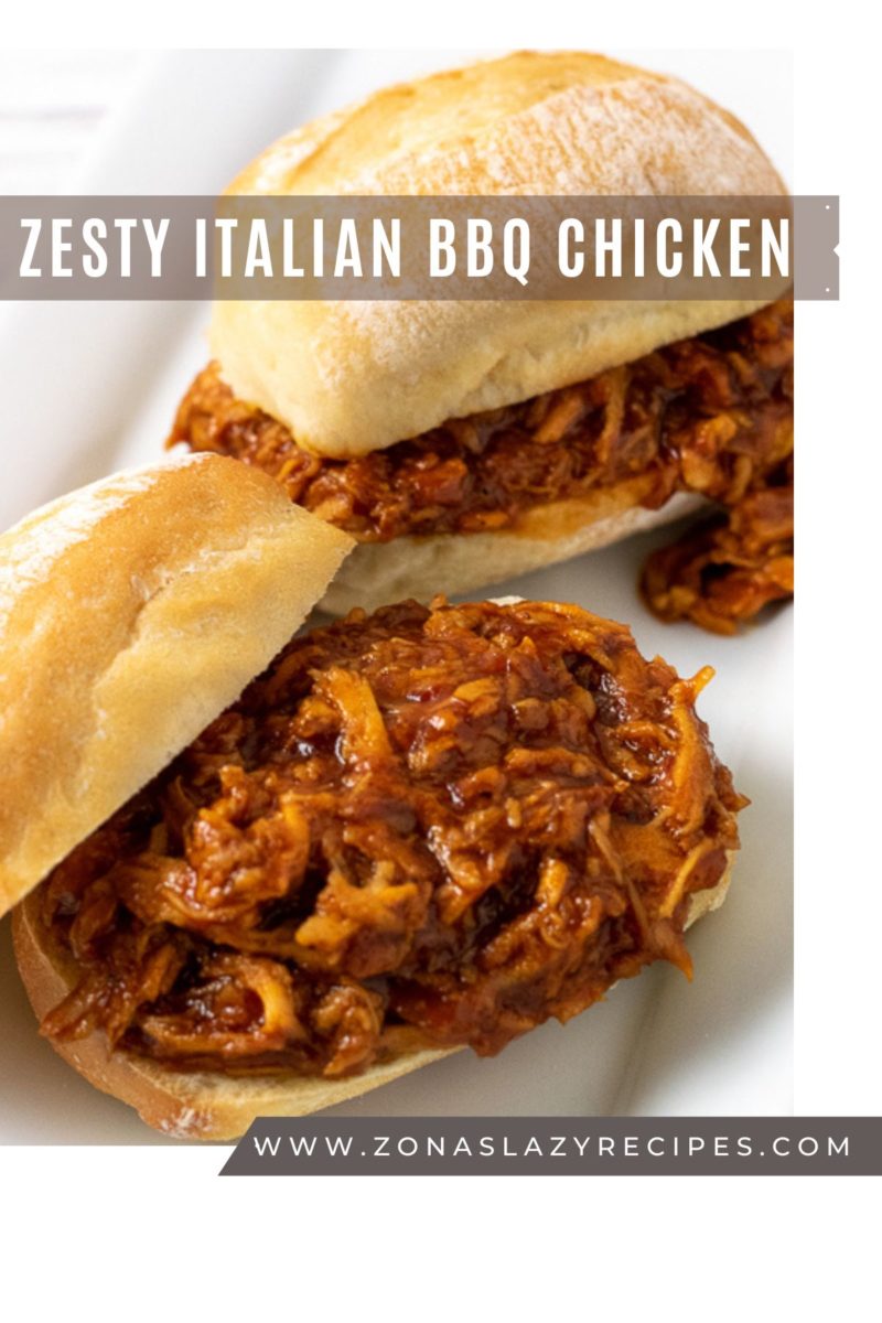 Chicken Zesty Italian piled on a bun.