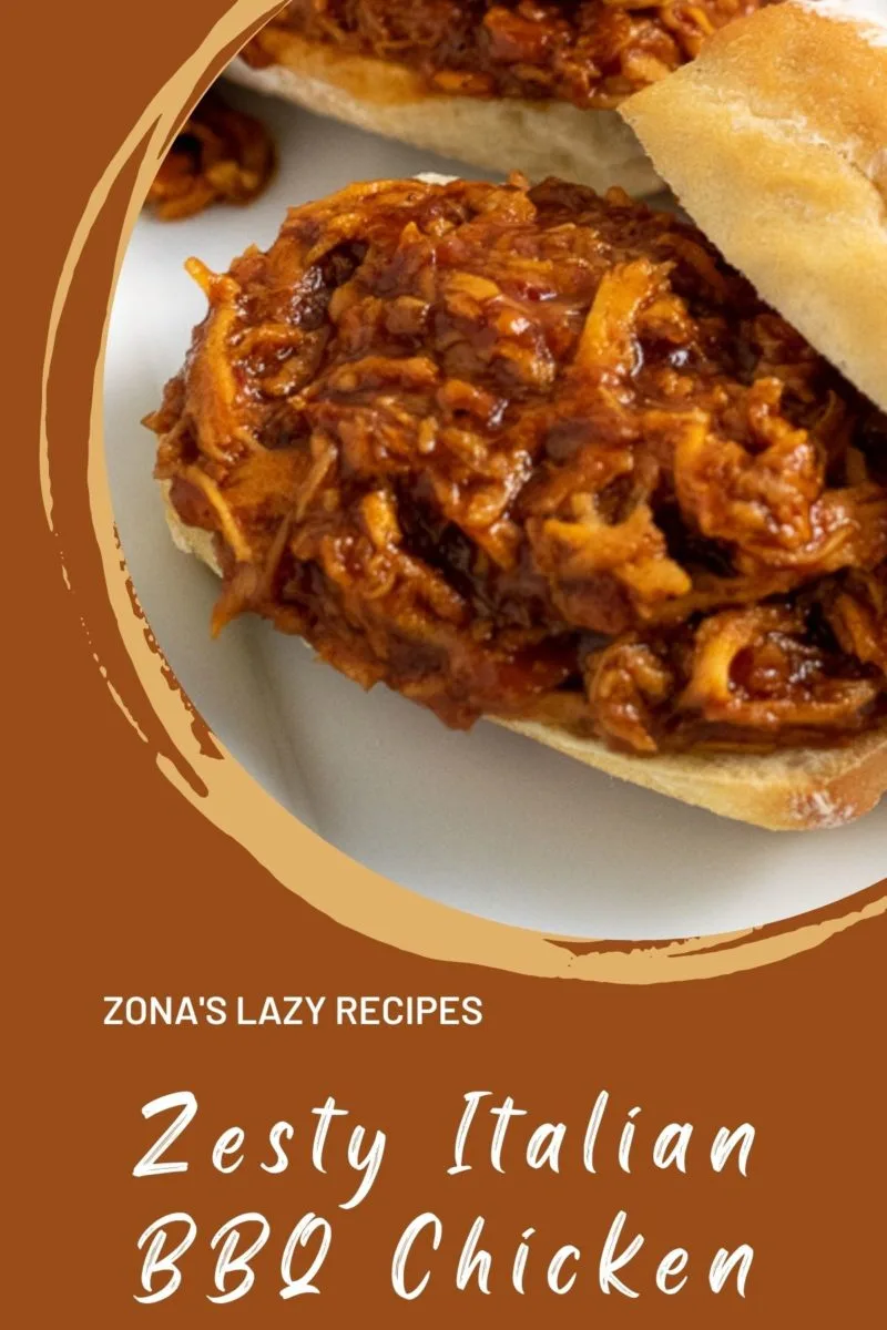 Chicken Zesty Italian piled on a bun.