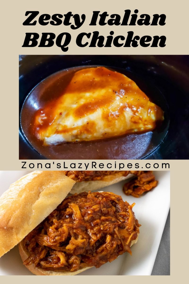 Chicken Zesty Italian piled on a bun.