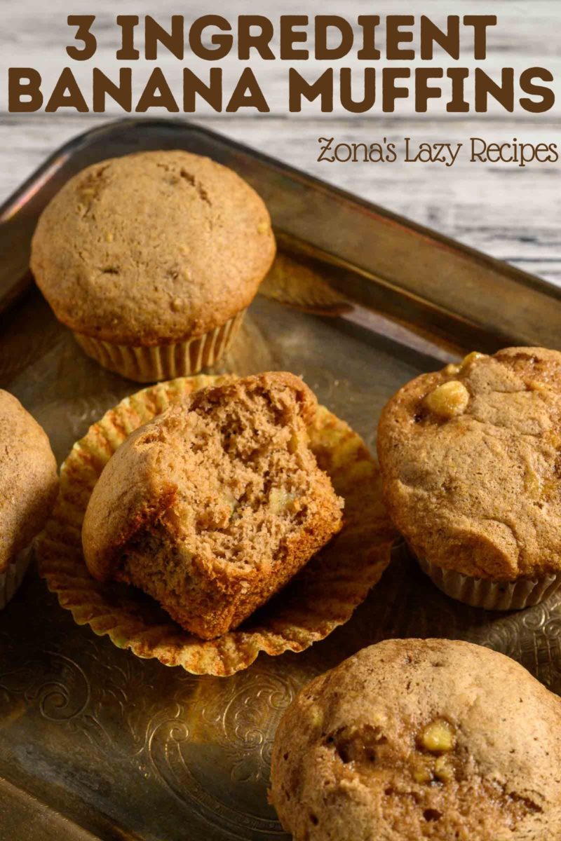 Spiced Banana Muffins on a silver tray.