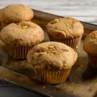 3 Ingredient Banana Muffins on a tray.