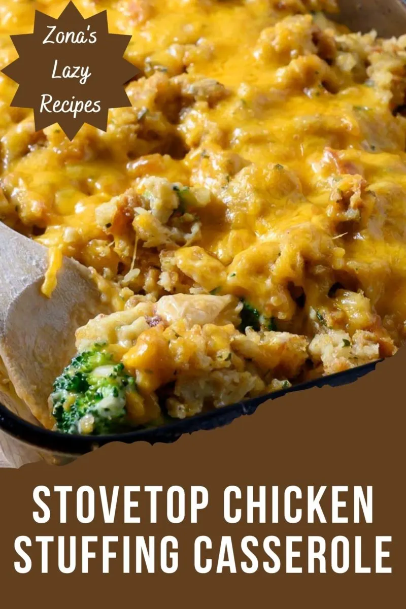 Stovetop Stuffing Chicken Casserole in a baking dish.