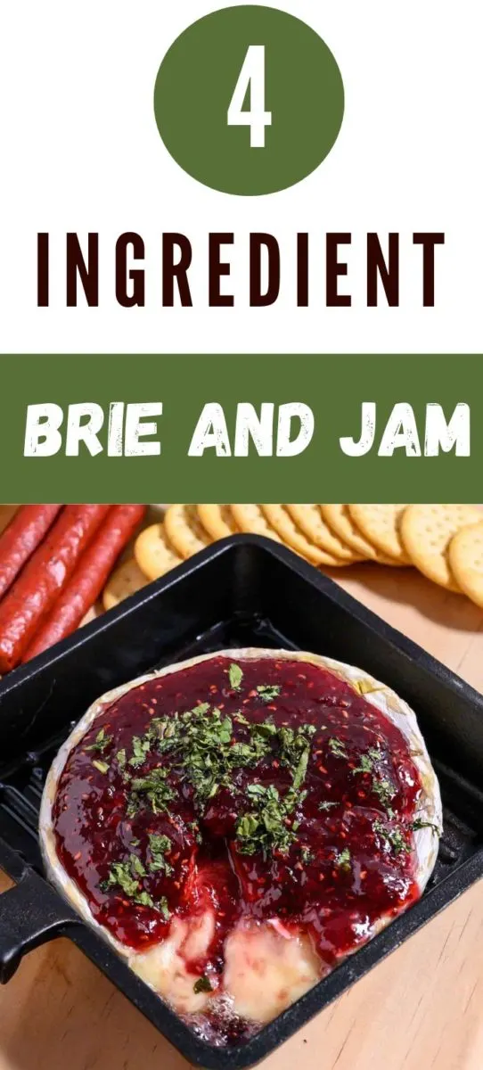 4 Ingredient Brie and Jam in a small baking dish.