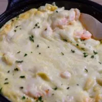 Easy Garlicky Shrimp Alfredo Bake