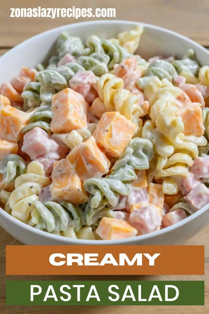 Creamy Pasta Salad in a bowl.