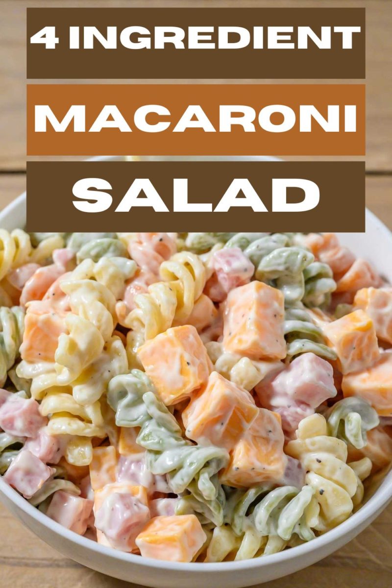 4 Ingredient Macaroni Salad in a bowl.