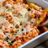 5 Ingredient Penne Pasta in a dish.
