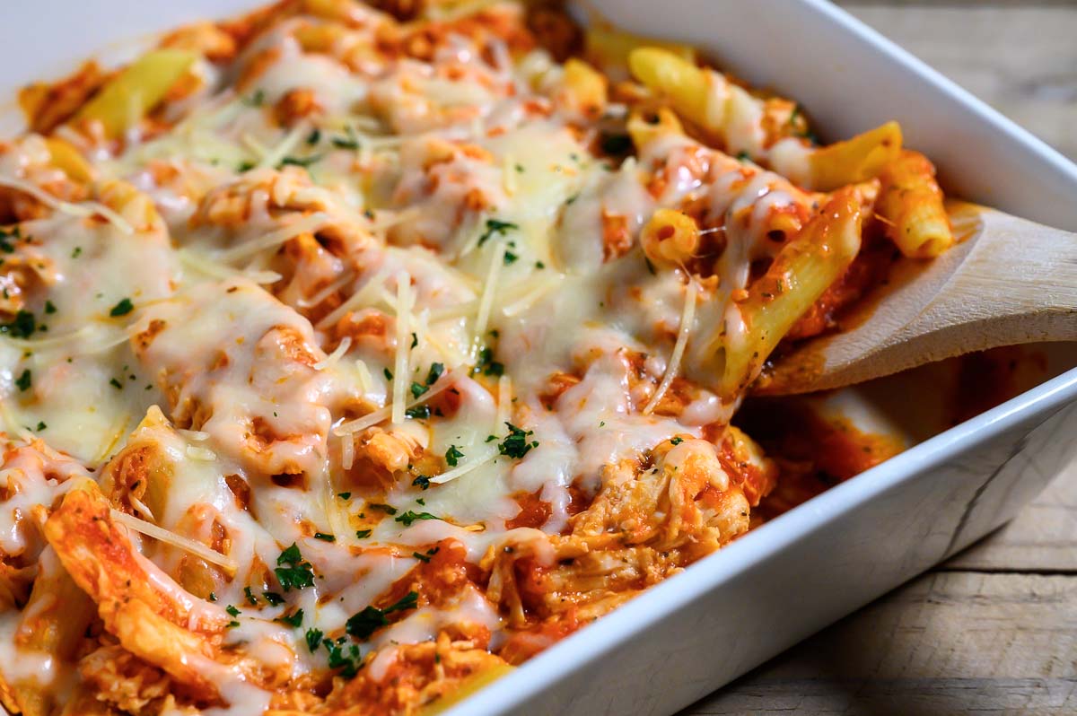 5 Ingredient Penne Pasta in a dish.