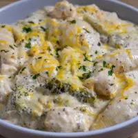 Slow Cooker Creamy Poppy Seed Chicken and pasta in a bowl.