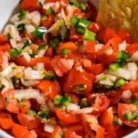 4 Ingredient Cherry Tomato Pico De Gallo in a bowl.