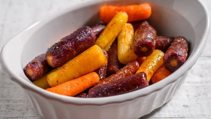Honey Roasted Carrots in a dish.