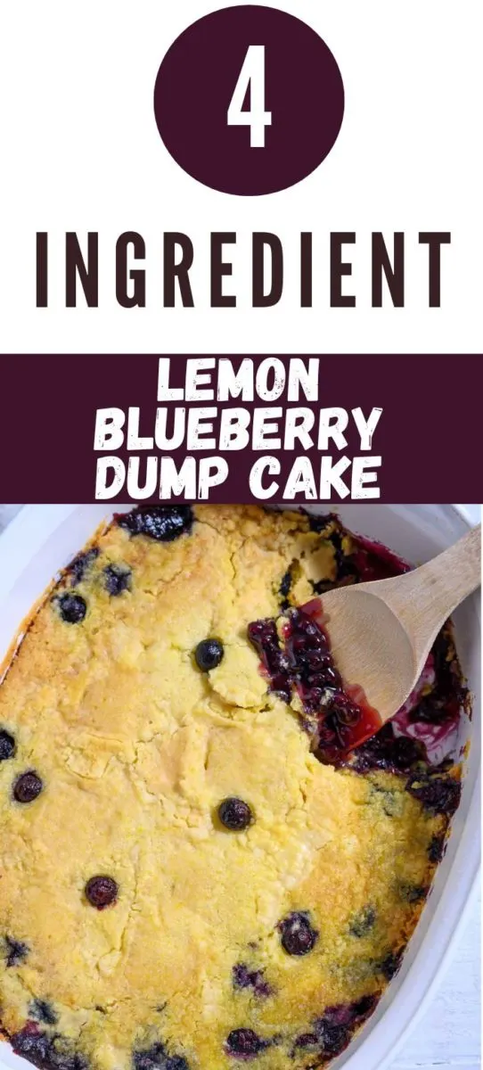 4 Ingredient Lemon Blueberry Dump Cake in a large dish.