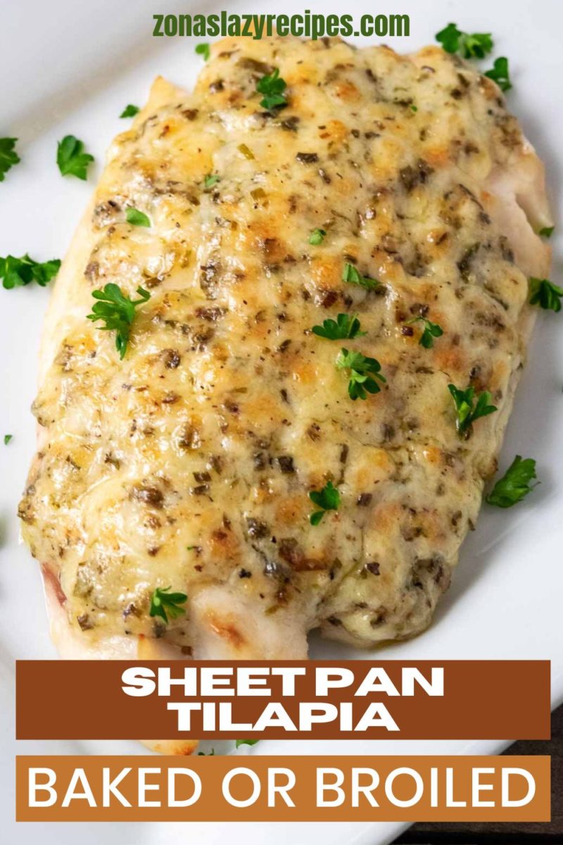 Sheet Pan Tilapia (Baked or Broiled) on a plate.