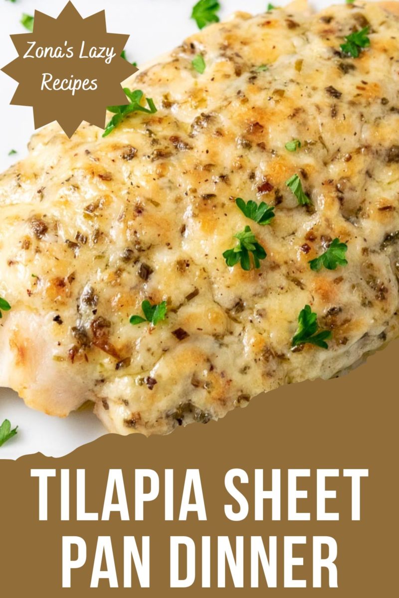 Tilapia Sheet Pan Dinner on a plate.