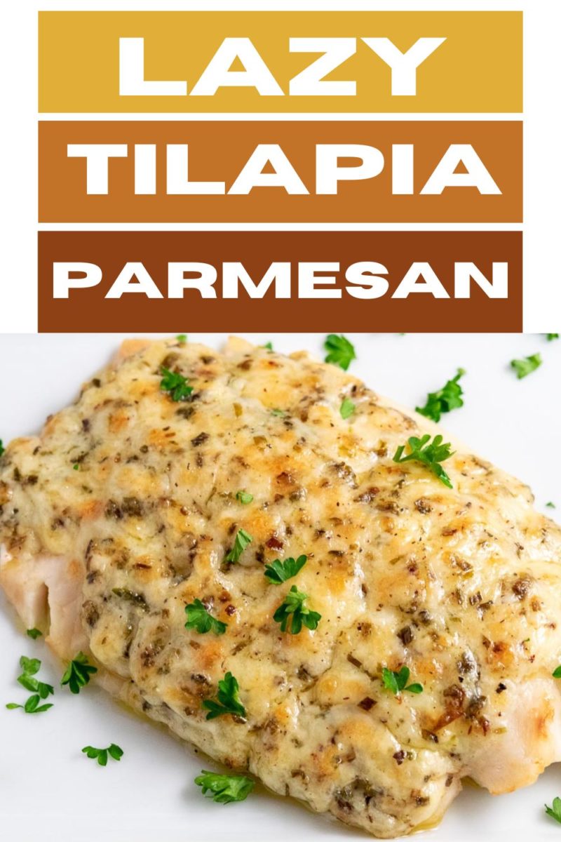 Lazy Tilapia Parmesan on a plate.