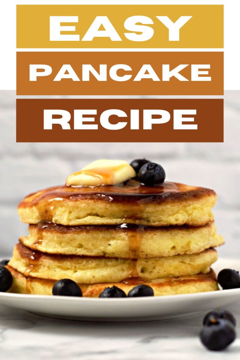 Easy Pancakes stacked on a plate.