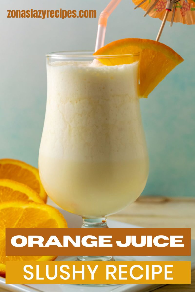 Orange Juice Slushy in a tall glass.