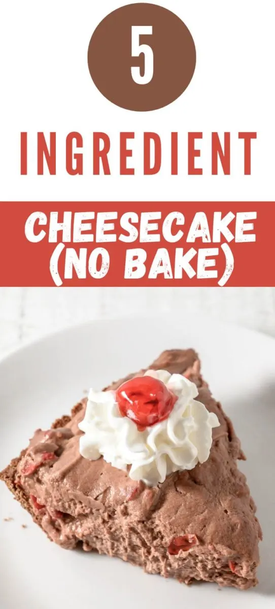 5 Ingredient Cheesecake (No Bake) slice on a plate.