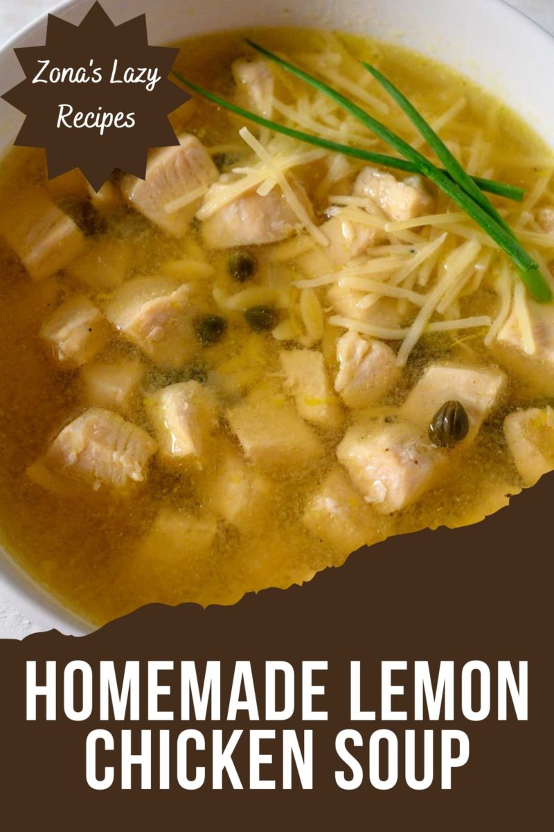 Homemade Lemon Chicken Soup in a bowl.