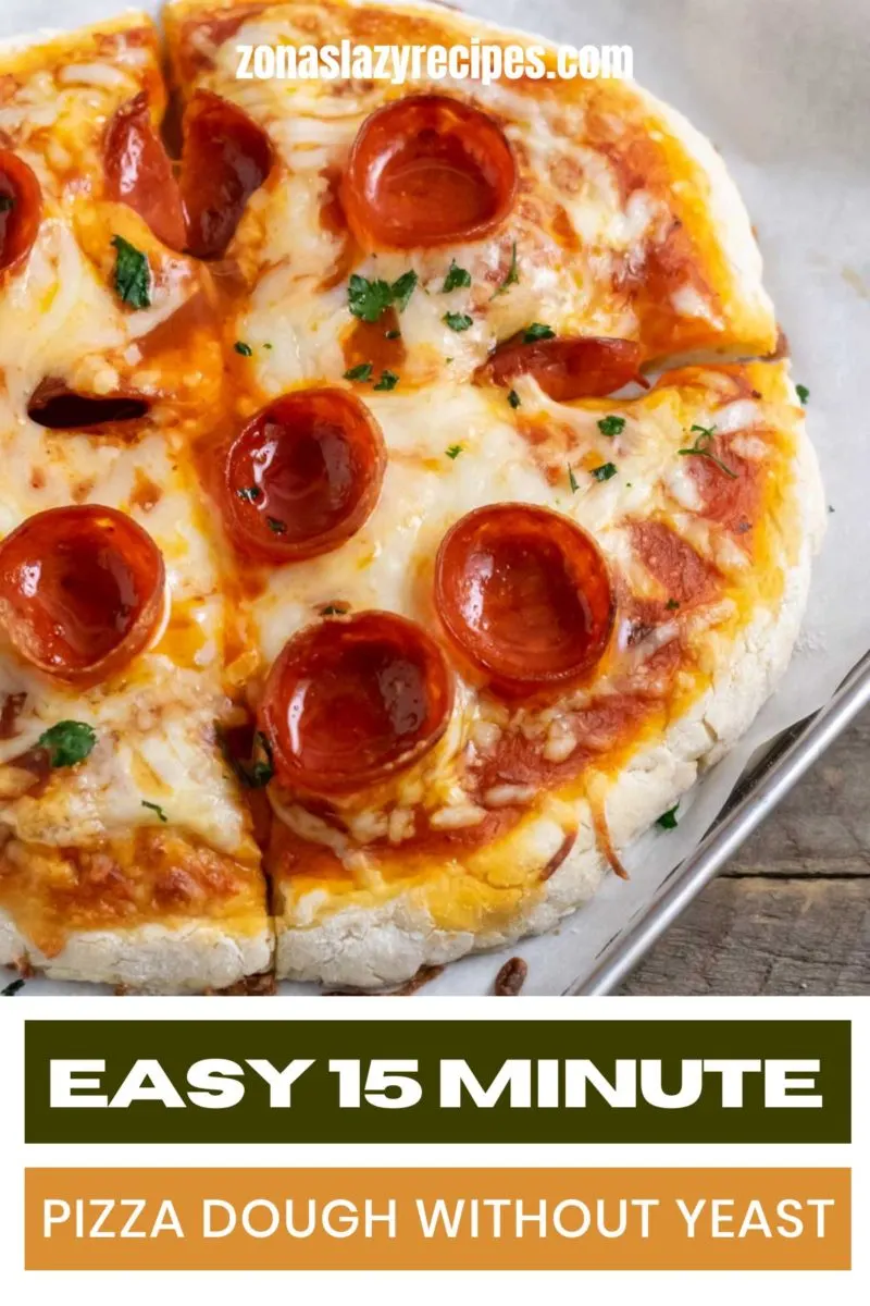 Easy 15 Minute Pizza without Yeast on a baking sheet.