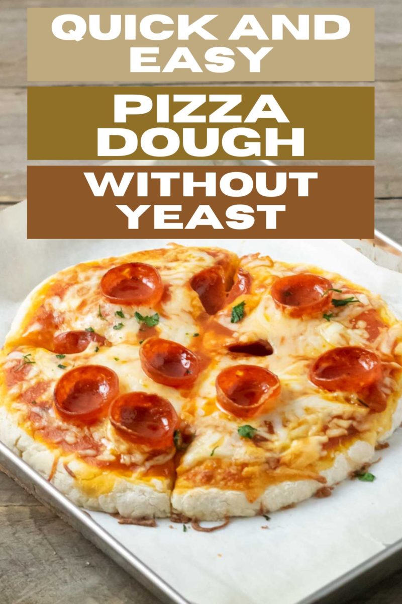 Quick and Easy Pizza without Yeast on a baking sheet.