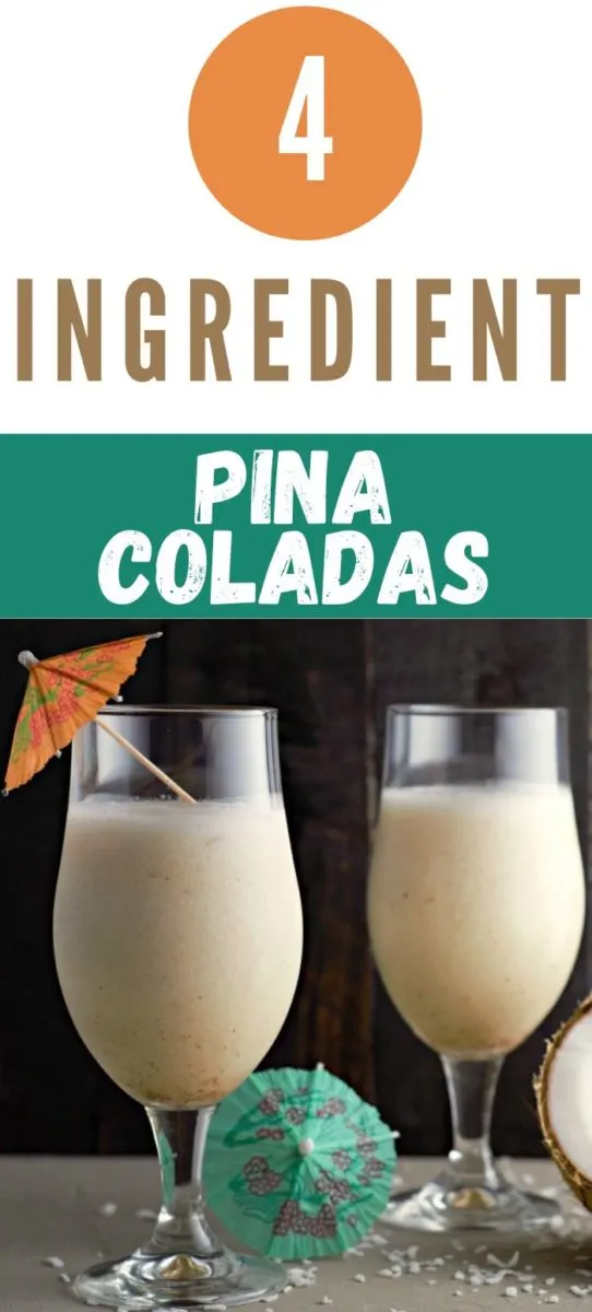 4 Ingredient Pina Coladas in two glasses.
