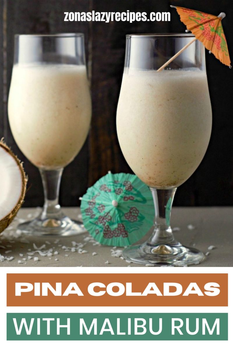 Pina Coladas with Malibu Rum in two glasses.