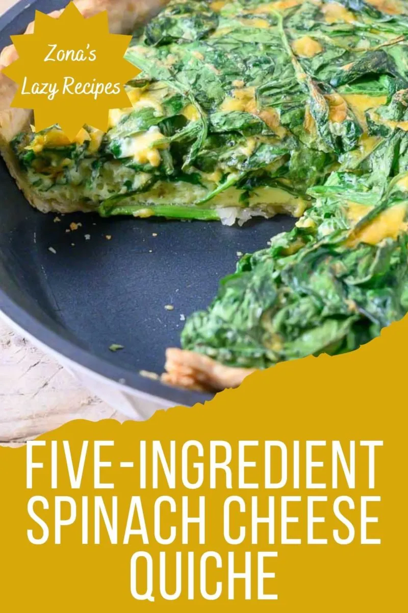 Five-ingredient Spinach Cheese Quiche in a pie dish.