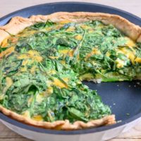 5 Ingredient Quiche with Spinach in a pie dish.