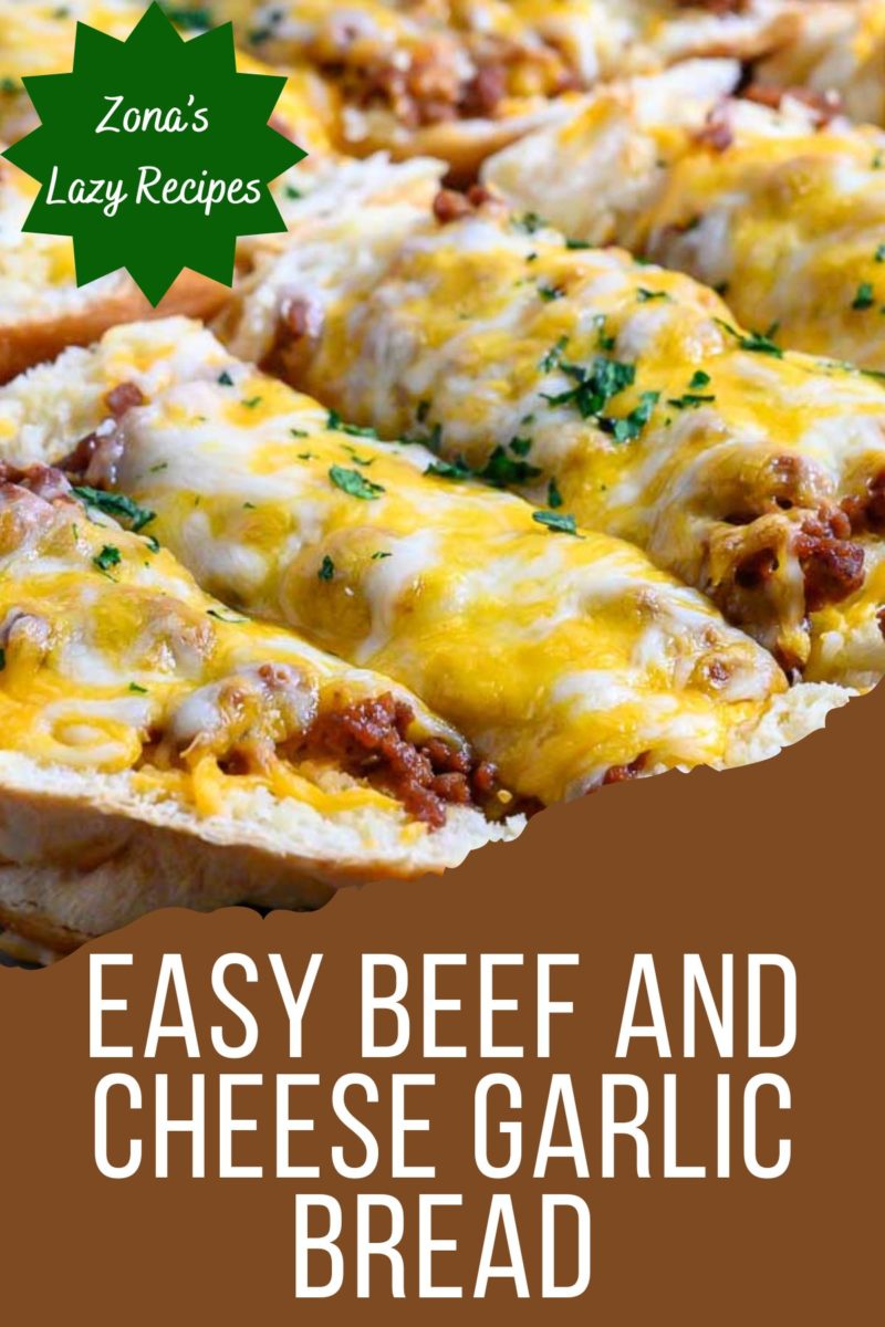 Easy Beef and Cheese Garlic Bread cut into slices.
