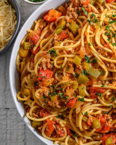 Veggie and Meat Spaghetti (with Vegan option)