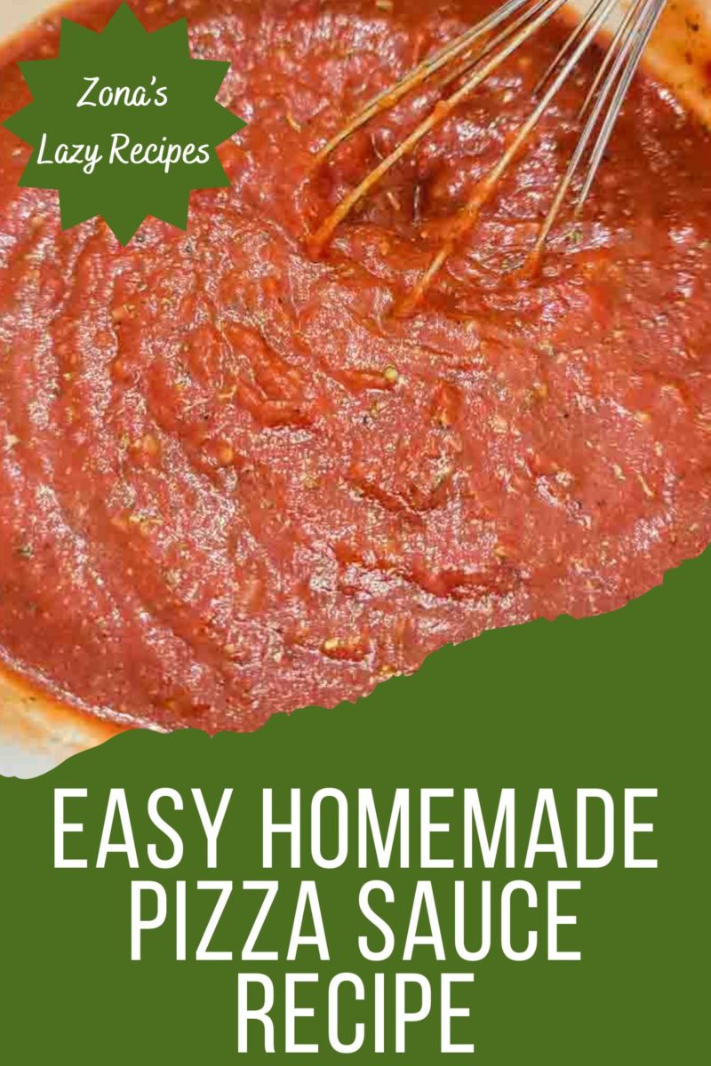 Easy Homemade Pizza Sauce whisked in a bowl.