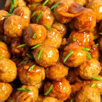 6 Ingredient Orange Chicken Meatballs in a dish.