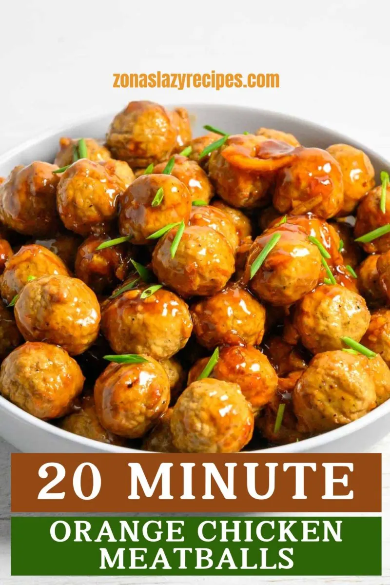 20 Minute Orange Chicken Meatballs in a dish.