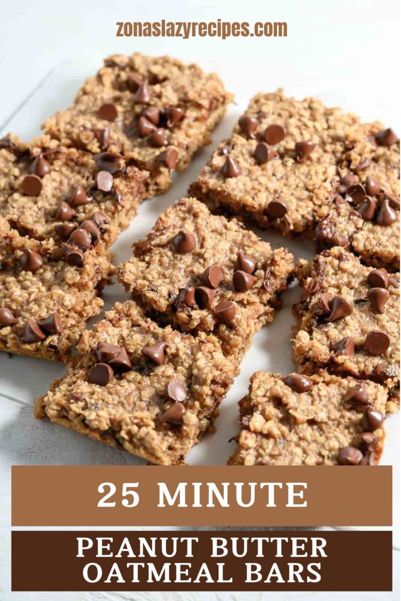 25 Minute Peanut Butter Oatmeal Bars on parchment paper.