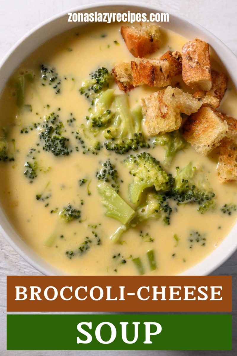 Broccoli-cheese Soup in a bowl.