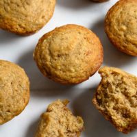 Easy Banana Bread Muffins on parchment paper.