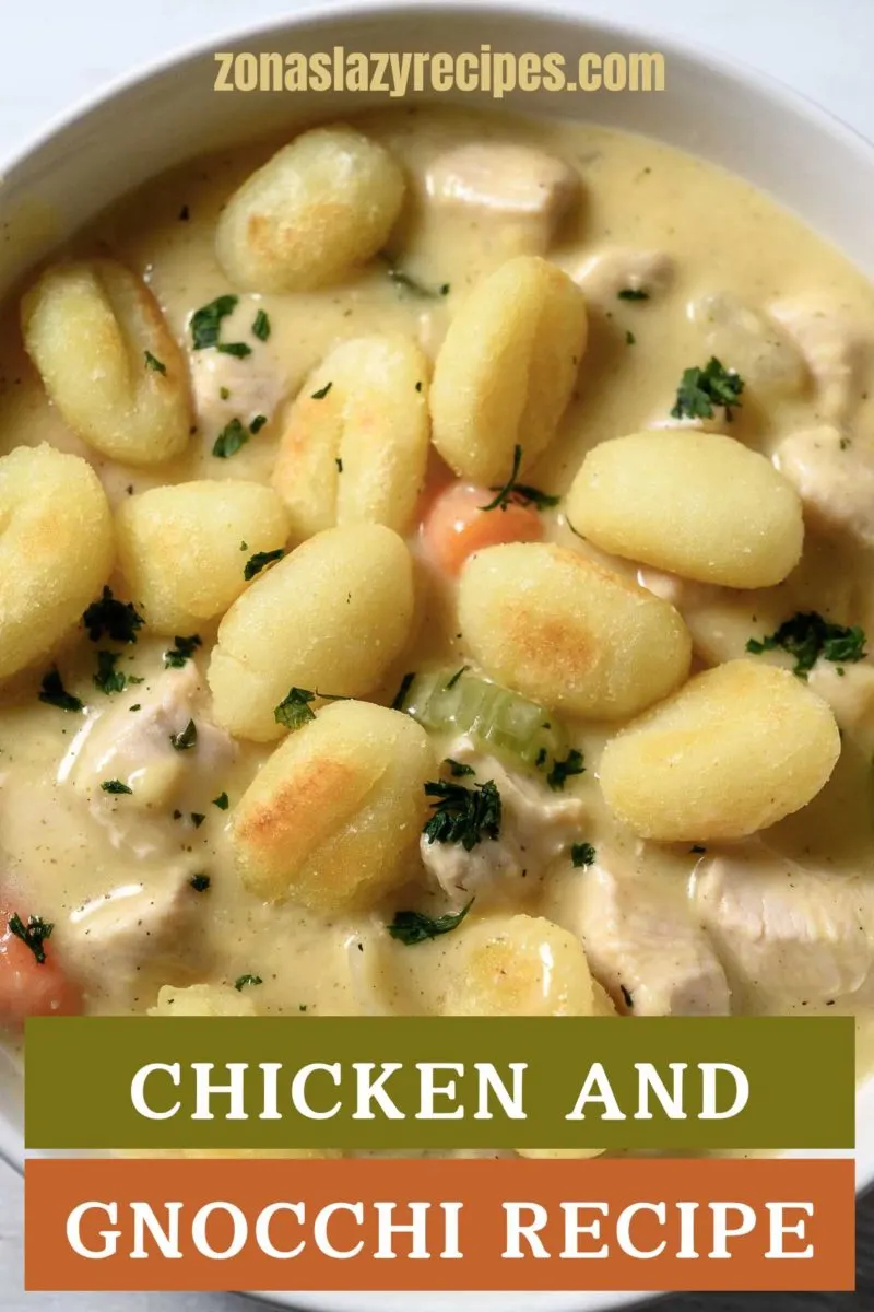 Chicken and Gnocchi in a bowl.