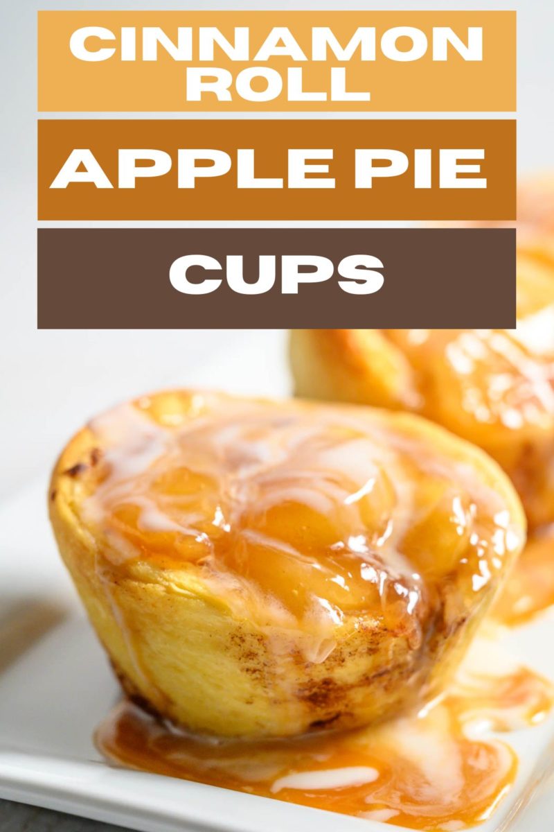 Cinnamon Roll Apple Pie Cups on a plate.