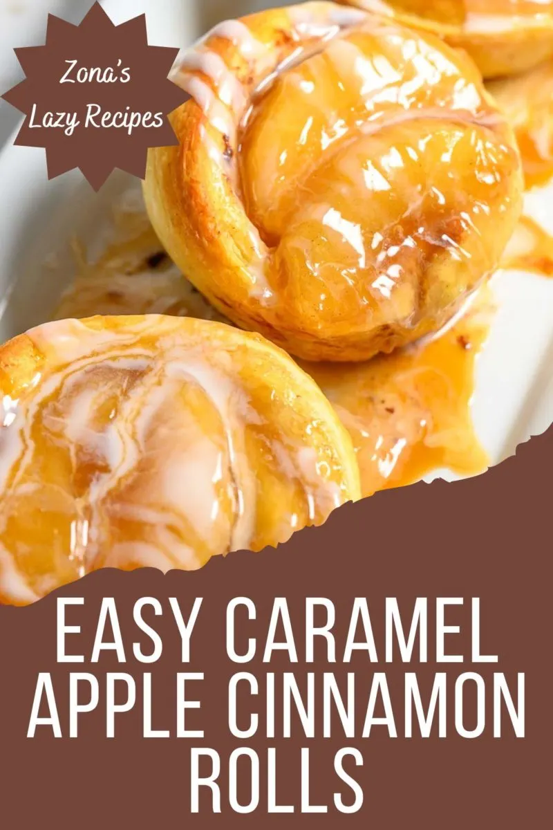 Easy Caramel Apple Cinnamon Rolls on a platter.